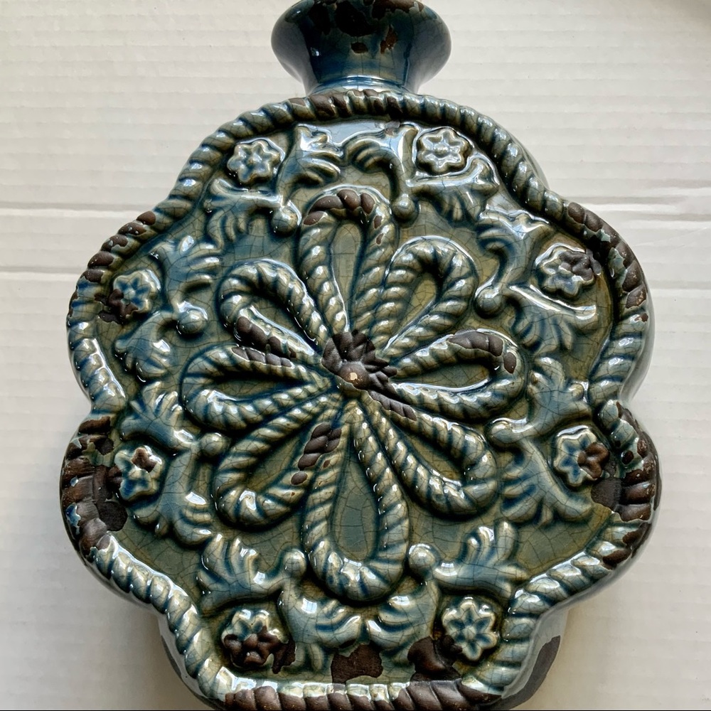 Ceramic Vase, Teal, Great Bohemian, Distressed, Rustic or Country Accent
